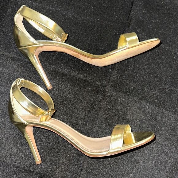 J. CREW Elegant Gold Women's Heels w/ Ankle Strap Size 11 - Picture 4 of 9